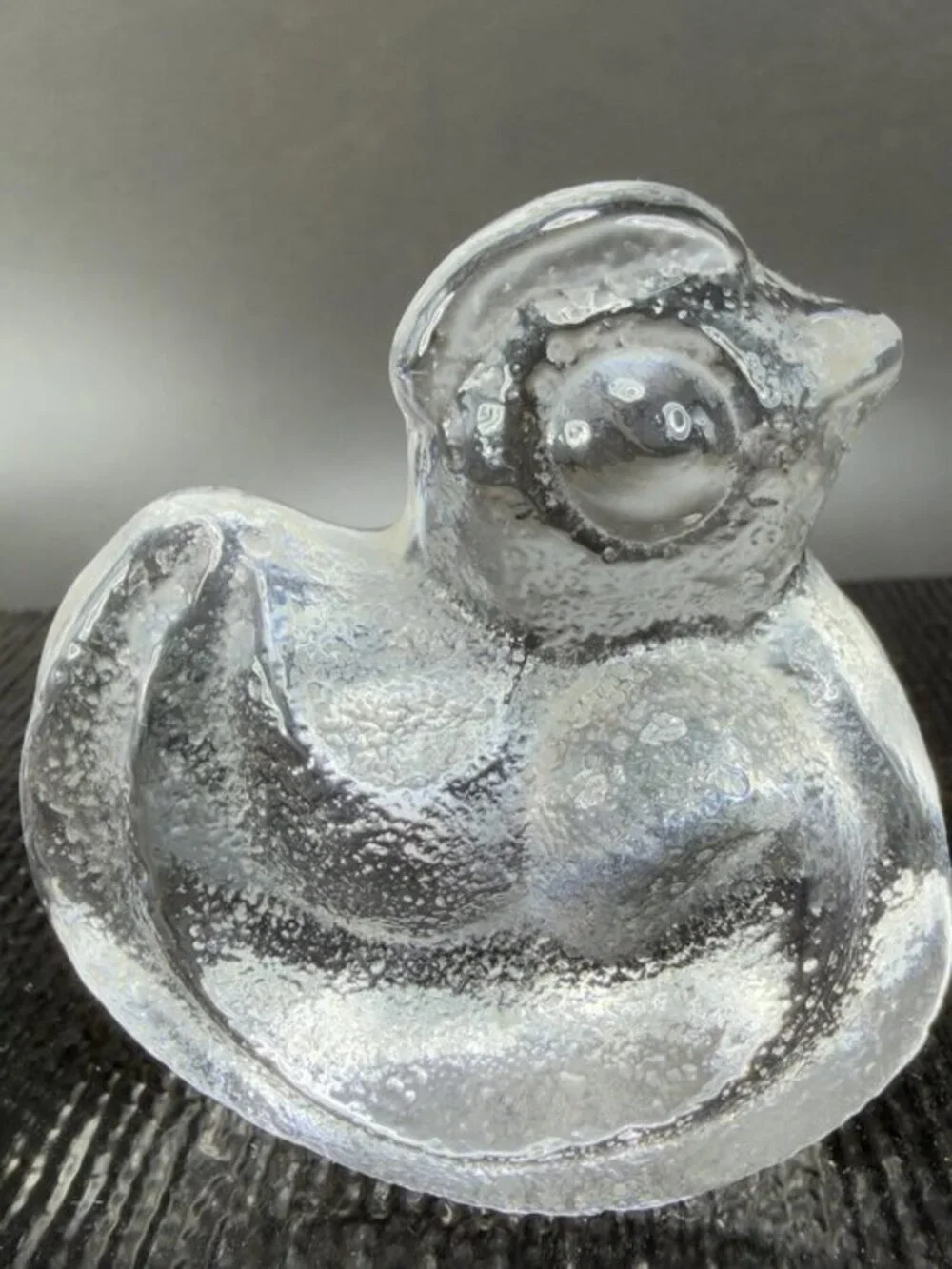 Lars‎ Hellsten Skruf Glass Sweden Rocking Chicken Chick Figure Paperweight Clear